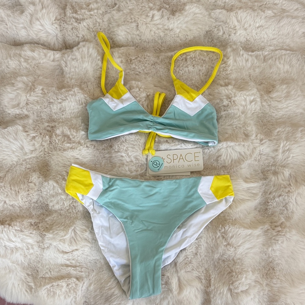 L*Space Aqua and Yellow Bikini Set